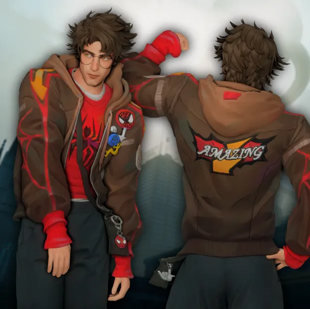 Vista previa de Marvel Rivals Spider-Man CC - Peter Parker Top, ropa de jessiminesims para Los Sims 4.