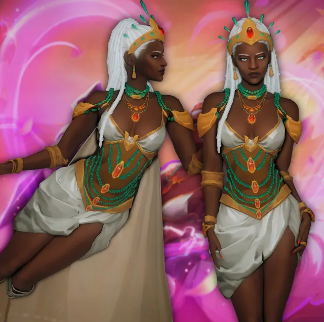 Vista previa de Marvel Rivals Storm Queen of Wakanda CC set - 7 ITEMS, crear un sim de jessiminesims para Los Sims 4.