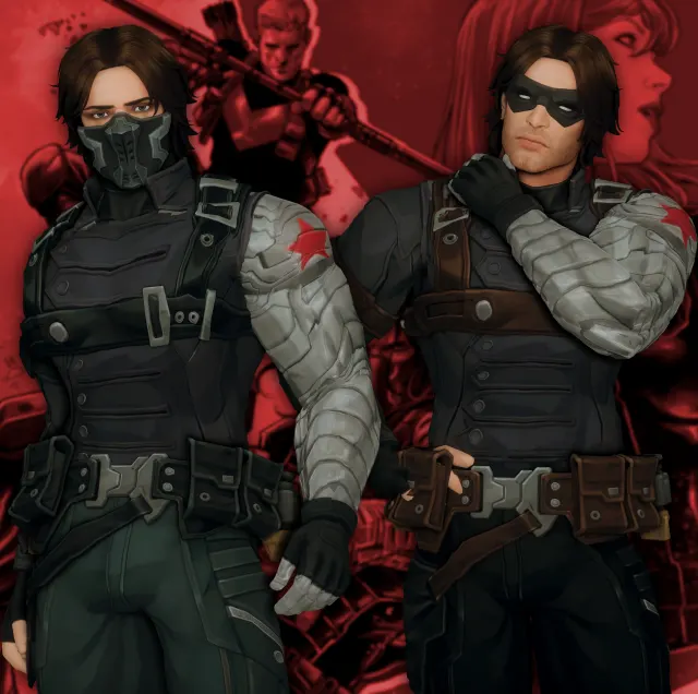 Vista previa de Marvel Winter Soldier CC Set - Masks, Top, Bottom, Prosthetic, Boots, zapatos de jessiminesims para Los Sims 4.