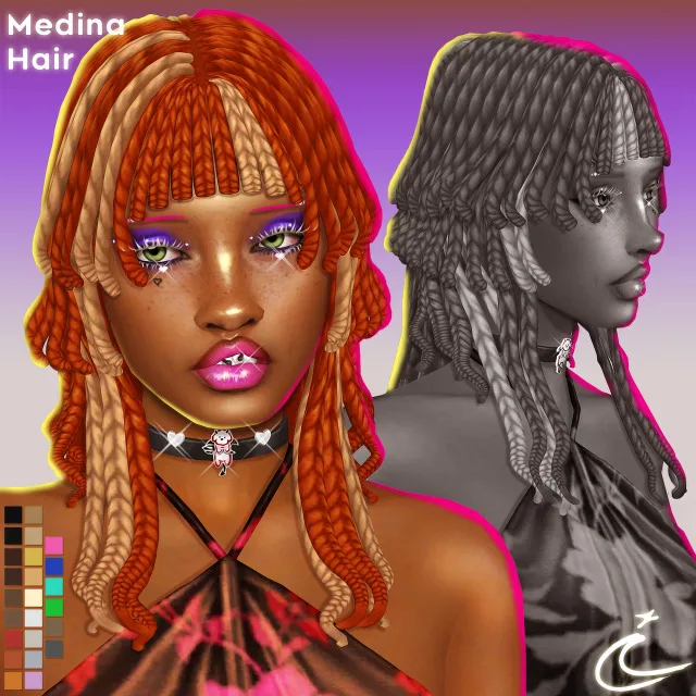 Vista previa de MEDINA cabello BY IMVIKAI, cabello de imvikai para Los Sims 4.