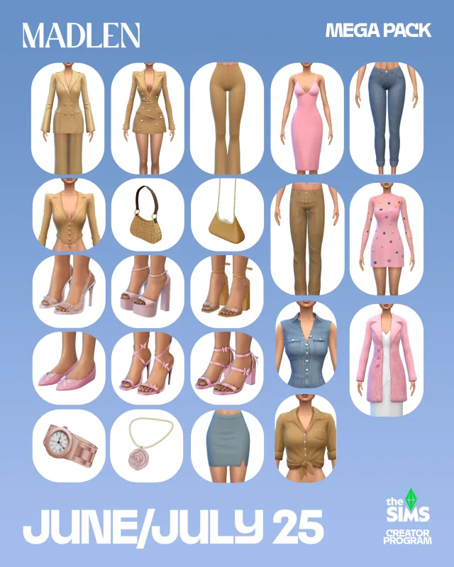 Vista previa de Mega pack junejuly 25 junejuly mega pack is, crear un sim de madlensims para Los Sims 4.