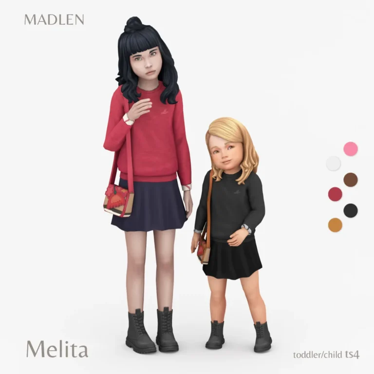 Vista previa de Melita conjunto new conjunto for younger ones cozy, ropa de madlensims para Los Sims 4.