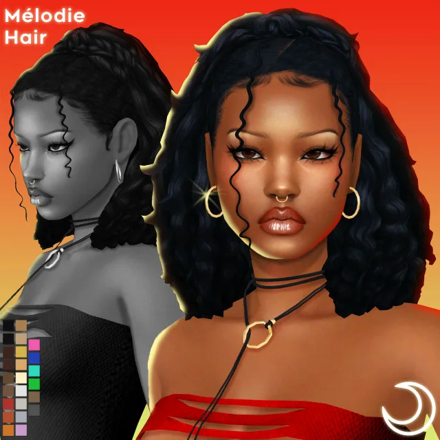Vista previa de MÉLODIE cabello BY IMVIKAI, cabello de imvikai para Los Sims 4.