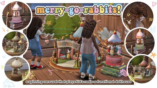 Vista previa de Merry-Go-Rabbits!︎, construir y comprar de tamsiecc para Los Sims 4.
