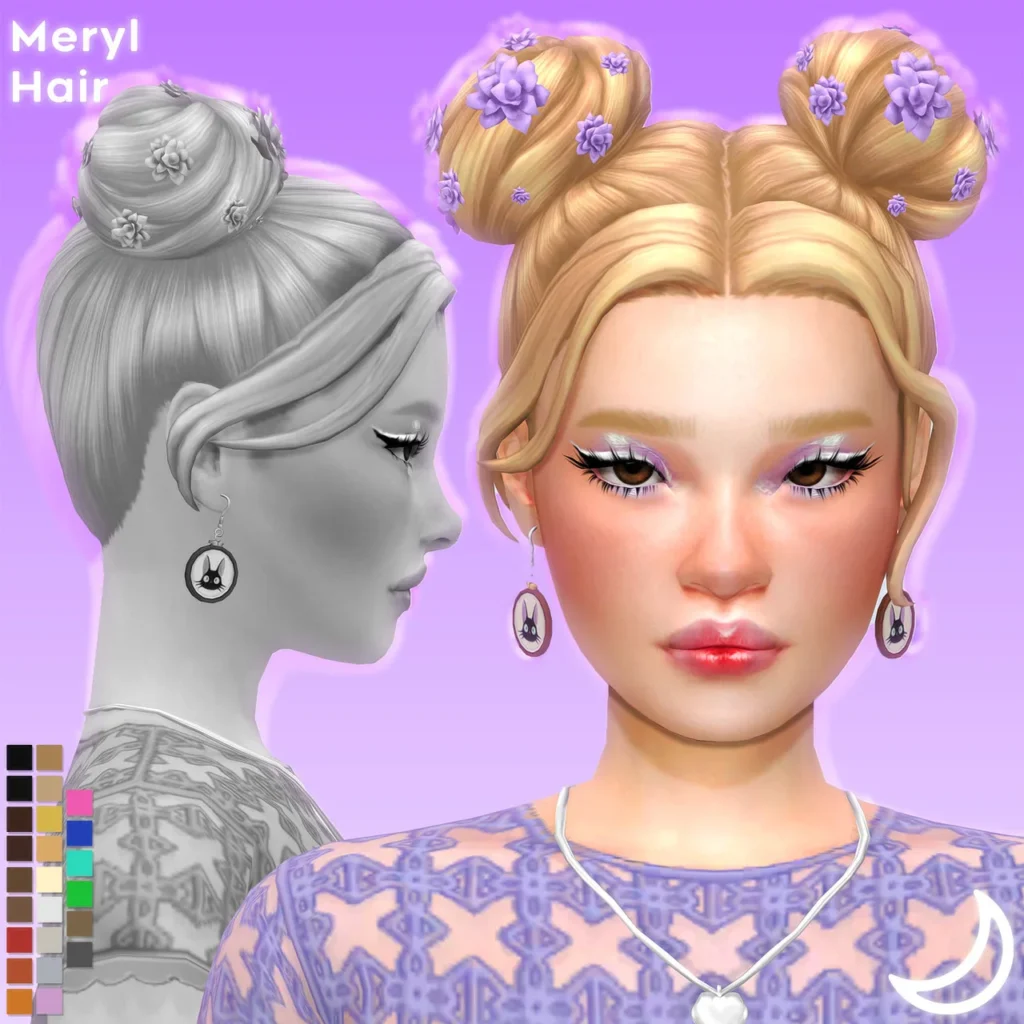 Vista previa de MERYL cabello BY IMVIKAI, cabello de imvikai para Los Sims 4.