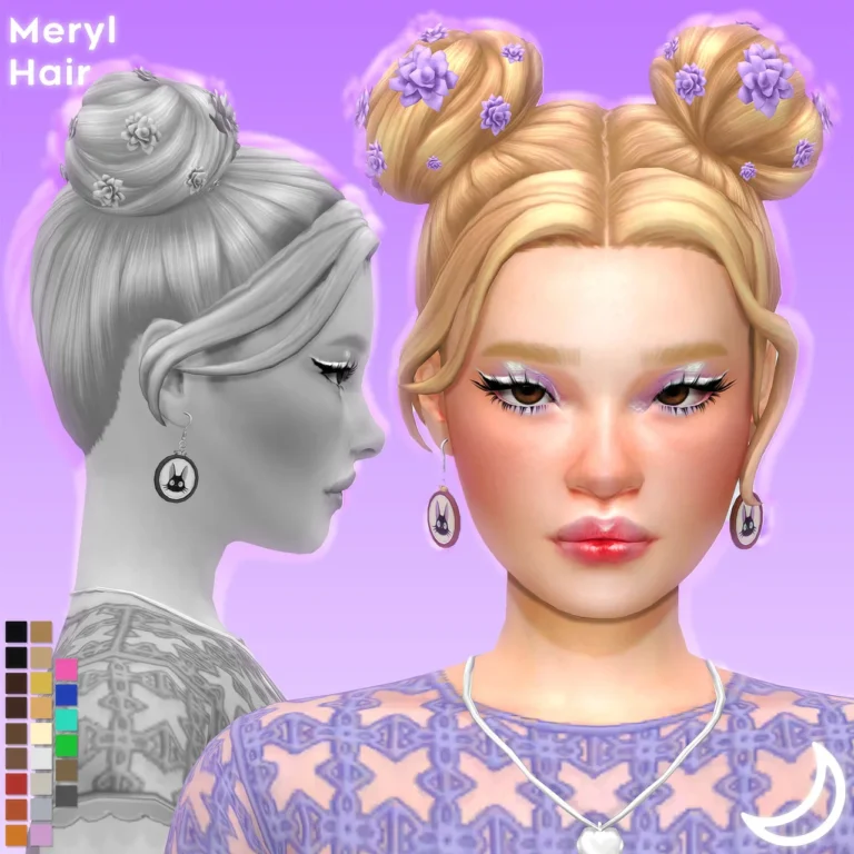 Vista previa de MERYL cabello BY IMVIKAI, cabello de imvikai para Los Sims 4.