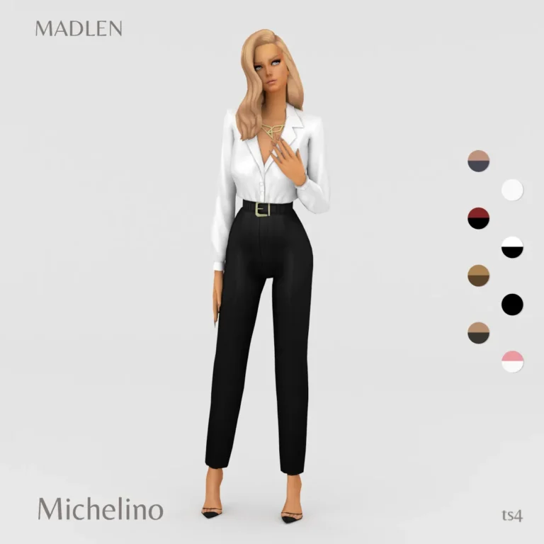 Vista previa de Michelino conjunto vintage silk blouse and high, ropa de madlensims para Los Sims 4.