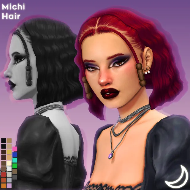 Vista previa de MICHI cabello BY IMVIKAI, cabello de imvikai para Los Sims 4.