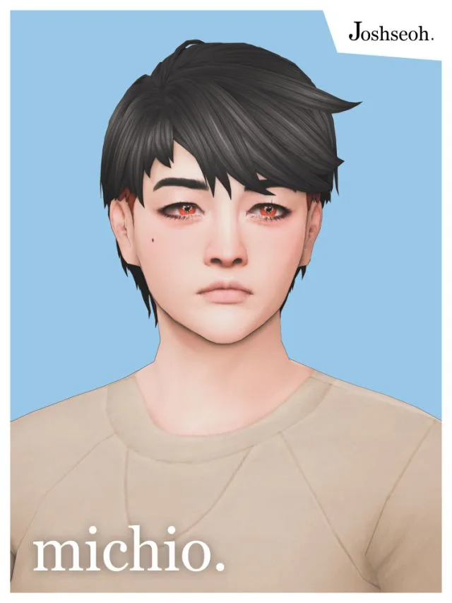 Vista previa de Michio cabello (cabello Commissions), cabello de joshseoh para Los Sims 4.