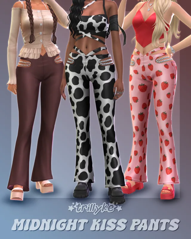 Vista previa de Midnight Kiss Pants, ropa de trillyke para Los Sims 4.