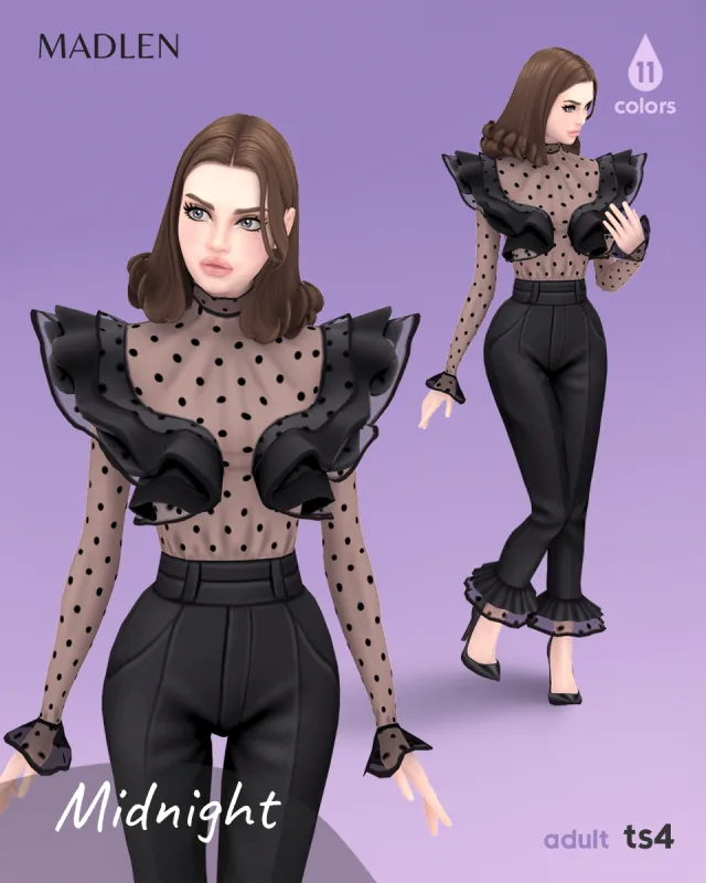 Vista previa de Midnight set get your chic on with this, ropa de madlensims para Los Sims 4.