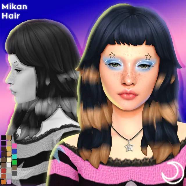Vista previa de MIKAN cabello BY IMVIKAI, cabello de imvikai para Los Sims 4.