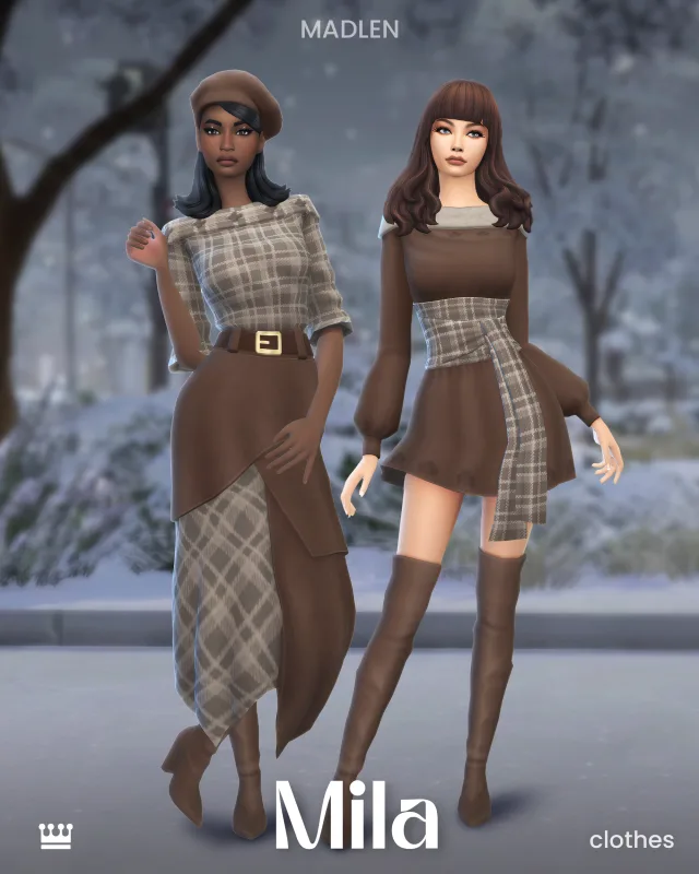 Vista previa de Mila set for this set i was inspired by cozy, ropa de madlensims para Los Sims 4.
