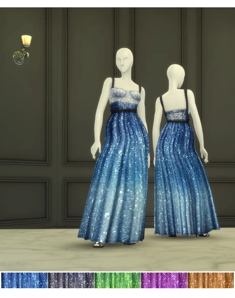 Vista previa de Milky Way At Night Gown (5 color), crear un sim de rustys-cc para Los Sims 4.
