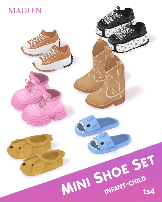 Vista previa de Mini shoe set an essential all in one set for the, zapatos de madlensims para Los Sims 4.