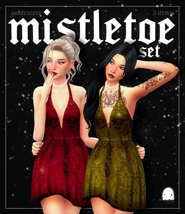 Vista previa de Mistletoe set, ropa de sondescent para Los Sims 4.