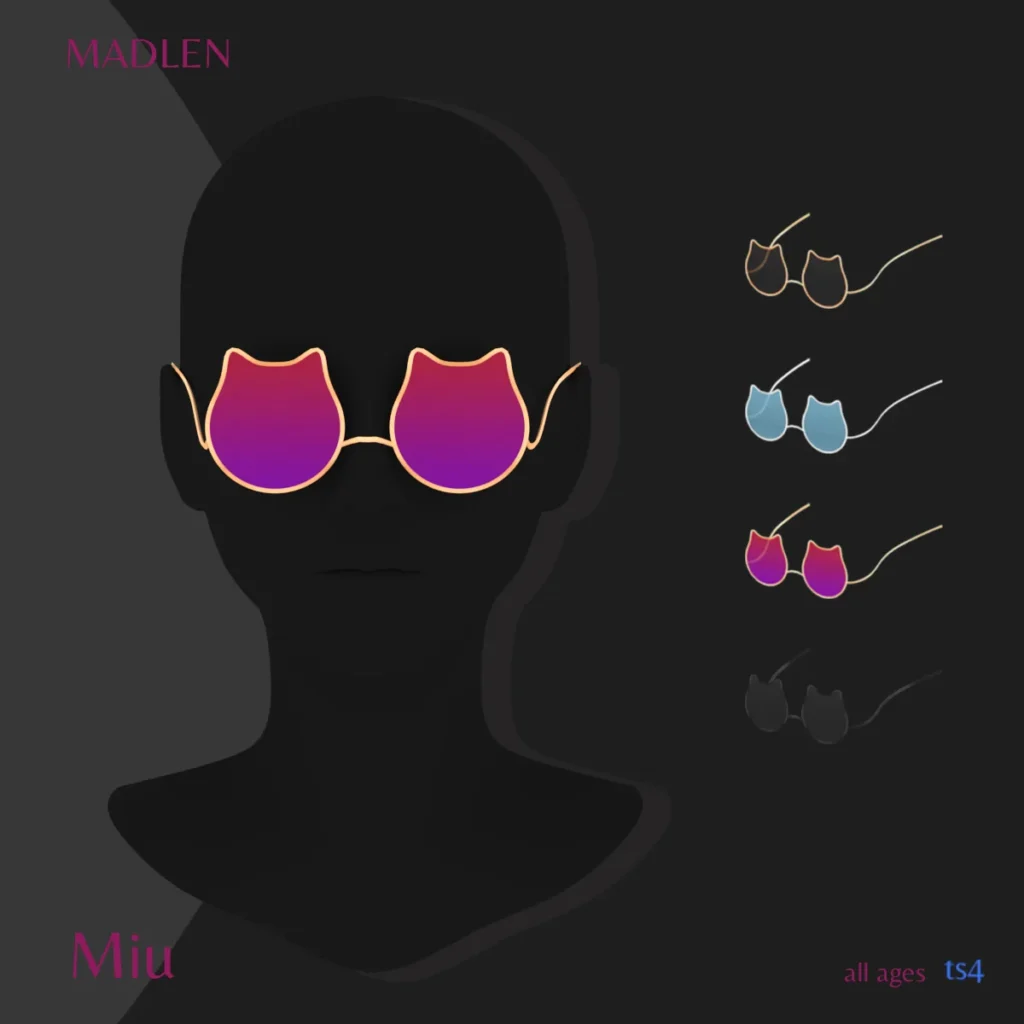 Vista previa de Miu sunglasses playful and funky a cute touch to, accesorios de madlensims para Los Sims 4.