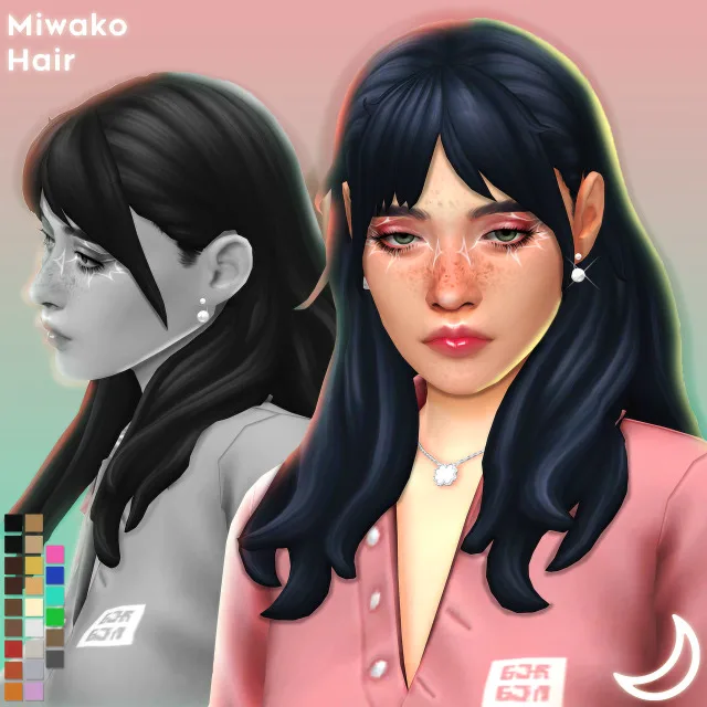Vista previa de MIWAKO cabello BY IMVIKAI, cabello de imvikai para Los Sims 4.