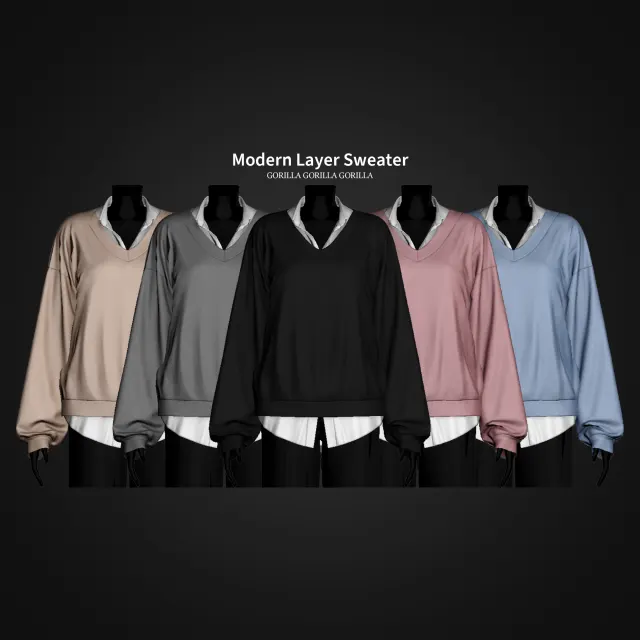 Vista previa de Modern Layer Sweater, ropa de gorillax3-cc para Los Sims 4.