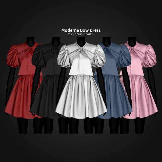 Vista previa de Moderne Bow vestido, ropa de gorillax3-cc para Los Sims 4.