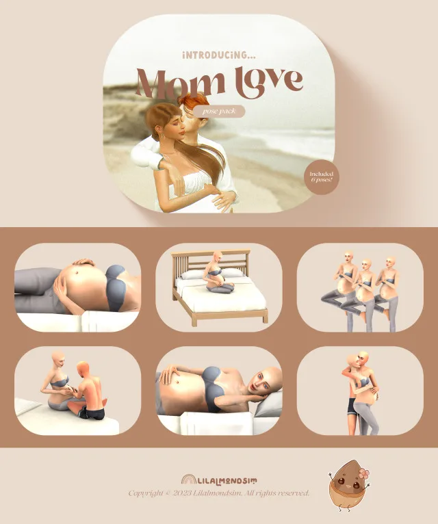Vista previa de Mom love — 𝒑𝒐𝒔𝒆 𝒑𝒂𝒄𝒌, poses de lilalmondsim para Los Sims 4.