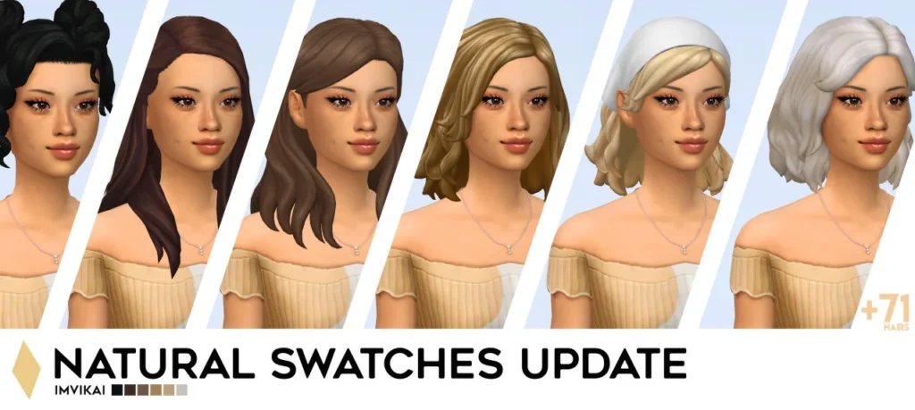 Vista previa de NATURAL SWATCHES UPDATE, crear un sim de imvikai para Los Sims 4.