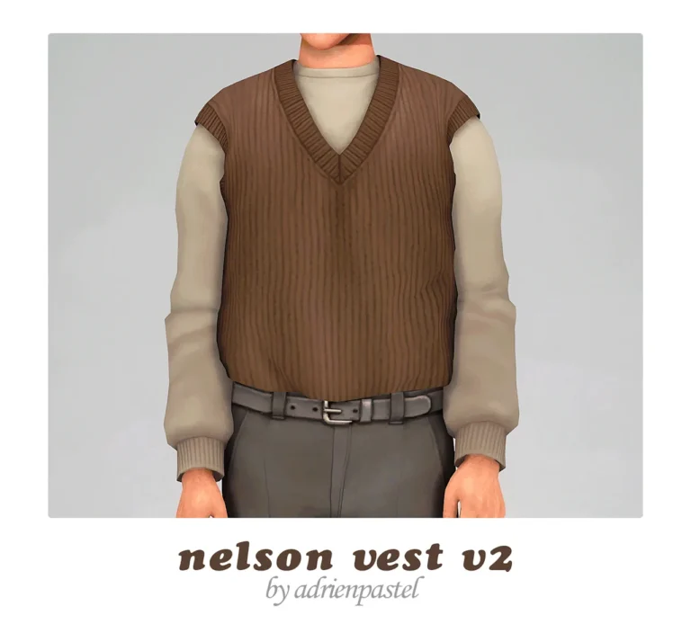 Vista previa de Nelson Tucked Sweater Vest ·, ropa de its-adrienpastel para Los Sims 4.