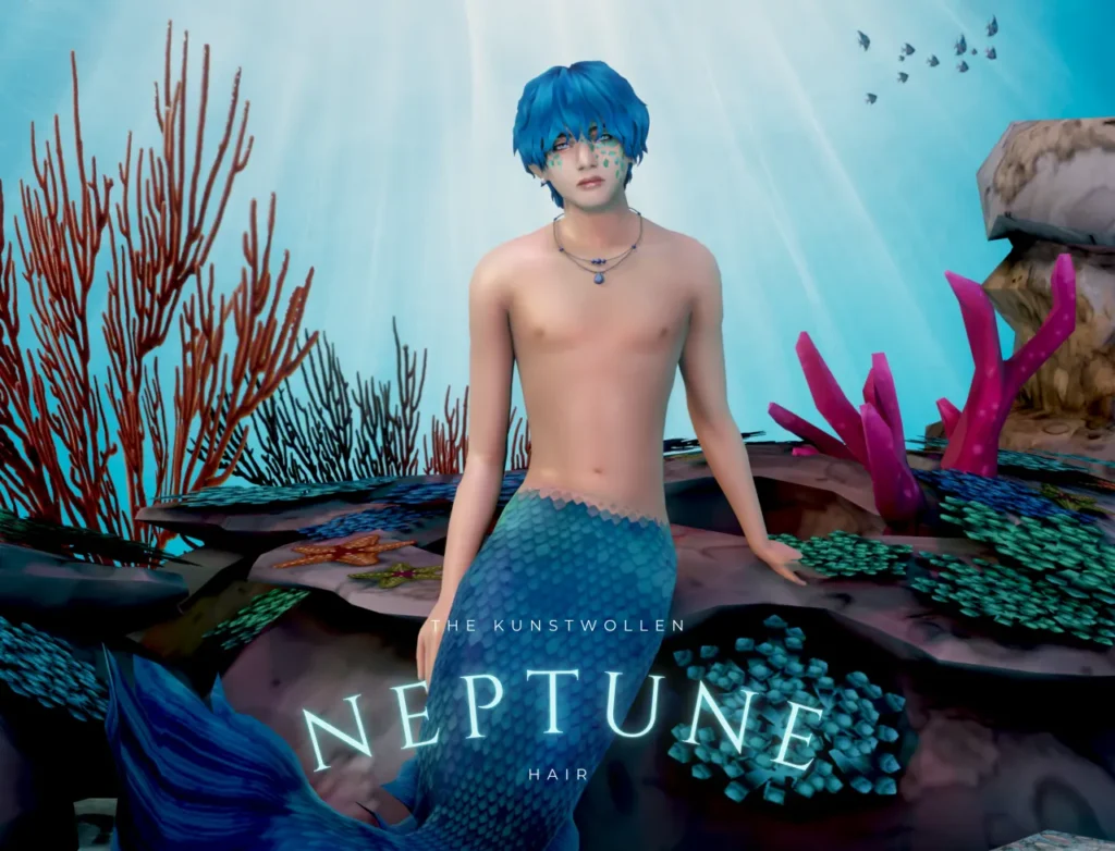 Vista previa de Neptune cabello hello again i am really happy to, cabello de thekunstwollen para Los Sims 4.