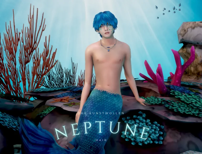 Vista previa de Neptune cabello hello again i am really happy to, cabello de thekunstwollen para Los Sims 4.