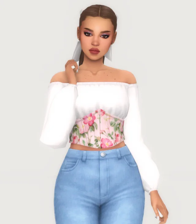 Vista previa de New corset overlay accessory for valentina top. get it here, accesorios de arethabee para Los Sims 4.