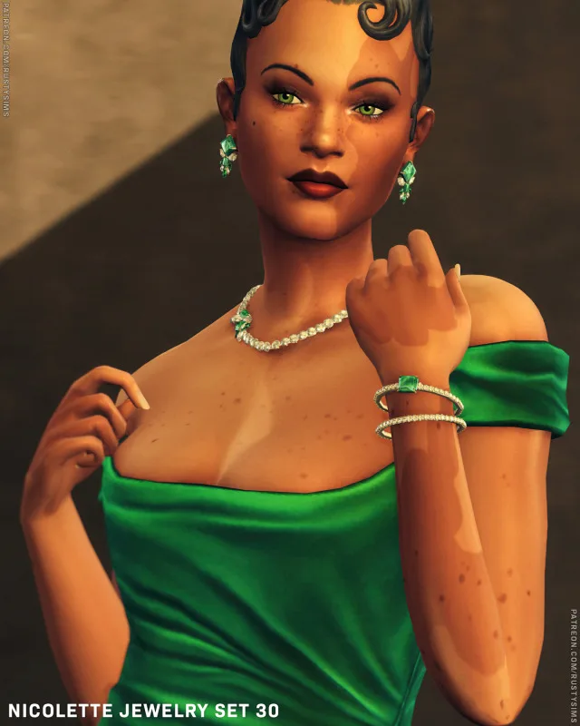 Vista previa de Nicolette jewelry set sparkling a, accesorios de rustys-cc para Los Sims 4.