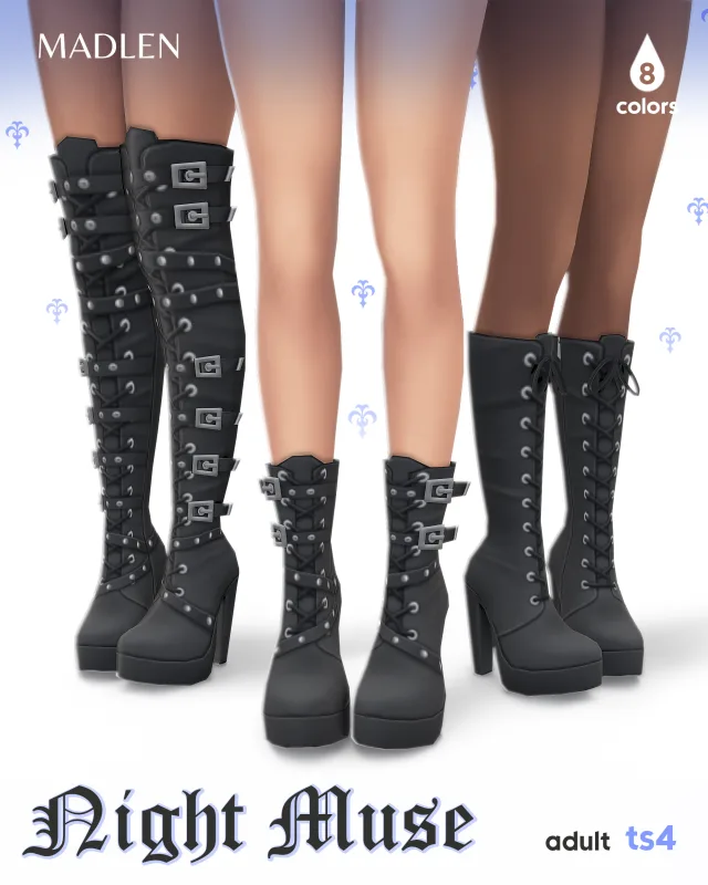 Vista previa de Night muse set dark daring and drop dead, zapatos de madlensims para Los Sims 4.