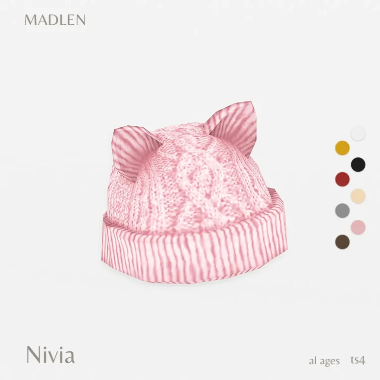 Vista previa de Nivia hat knitted cat ear hat cute addition to, accesorios de madlensims para Los Sims 4.