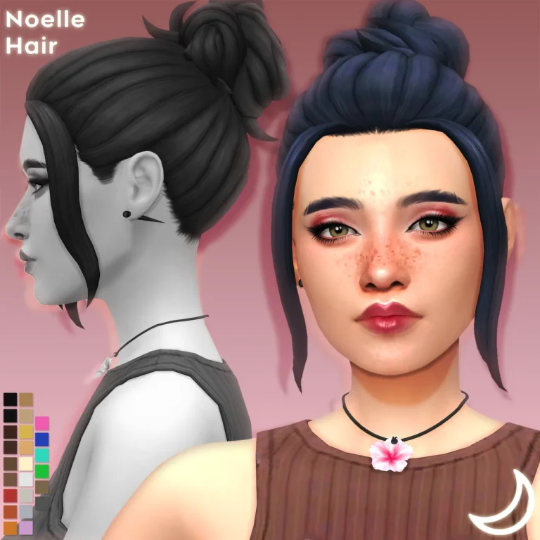 Vista previa de NOELLE cabello BY IMVIKAI, cabello de imvikai para Los Sims 4.