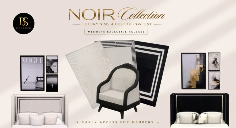 Vista previa de Noir mansion cc colección old money vibes, muebles de bs-signature para Los Sims 4.