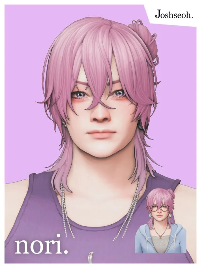 Vista previa de Nori cabello (cabello Commissions), cabello de joshseoh para Los Sims 4.
