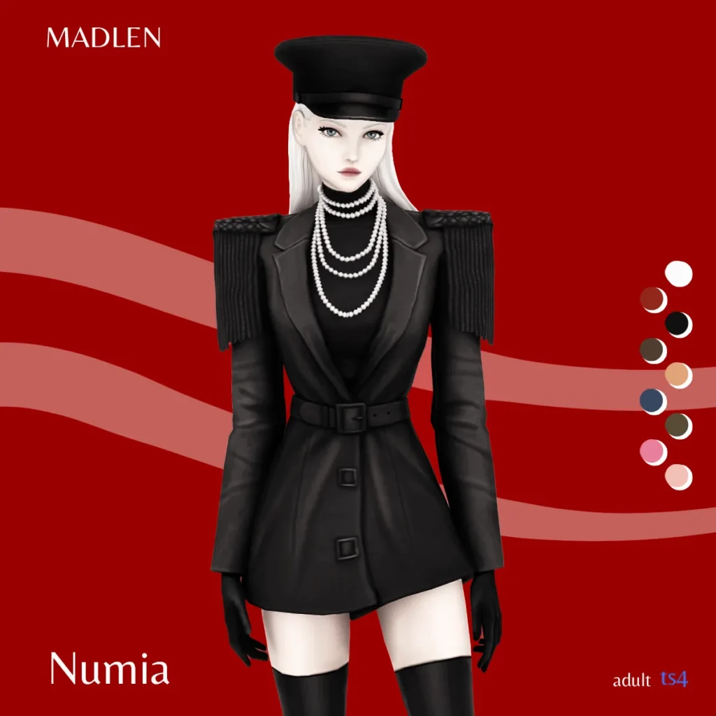 Vista previa de Numia conjunto high quality leather coat with, ropa de madlensims para Los Sims 4.