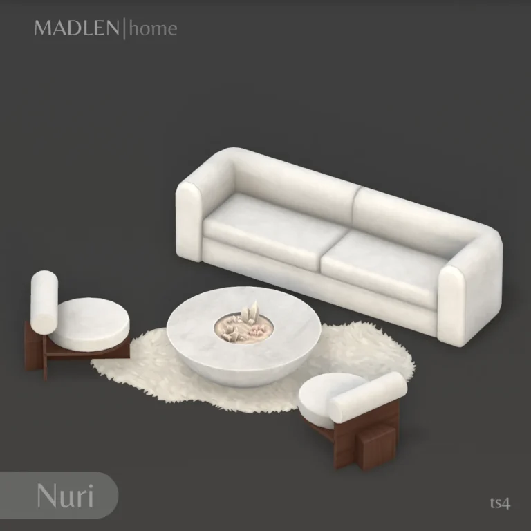 Vista previa de Nuri living set this serene living set will bring, muebles de madlensims para Los Sims 4.