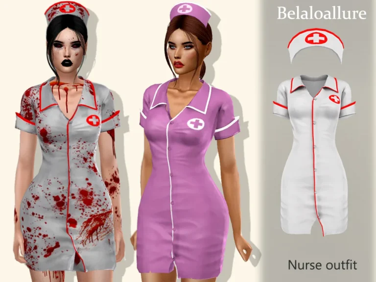 Vista previa de Nurse conjunto, ropa de belaloallure3 para Los Sims 4.