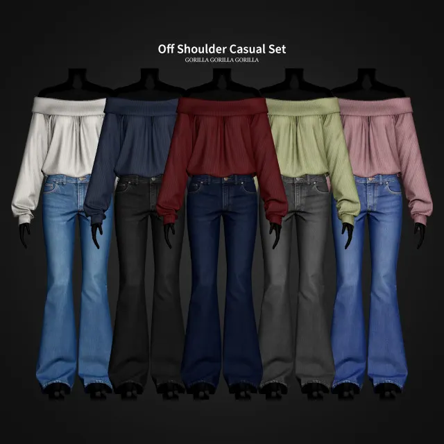 Vista previa de Off Shoulder Casual Set, crear un sim de gorillax3-cc para Los Sims 4.