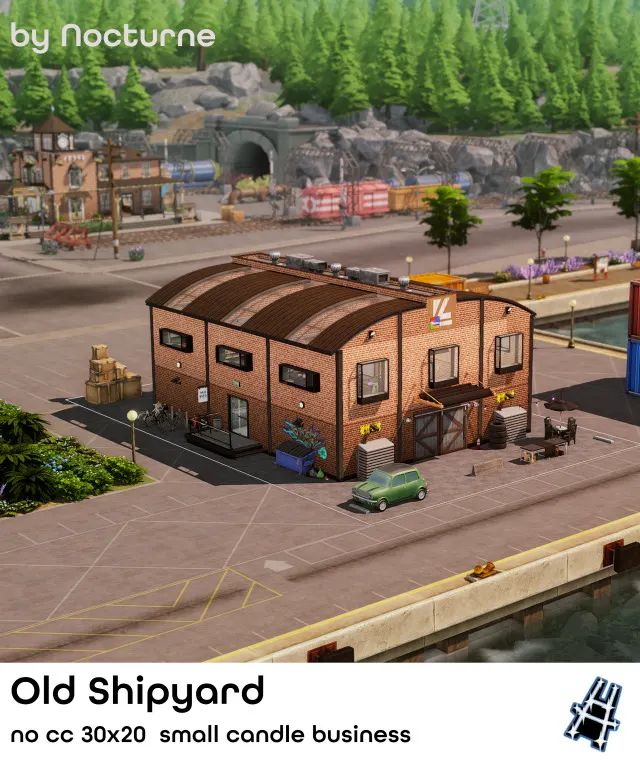 Vista previa de Old Shipyard, solares y habitaciones de nocturne-vi para Los Sims 4.