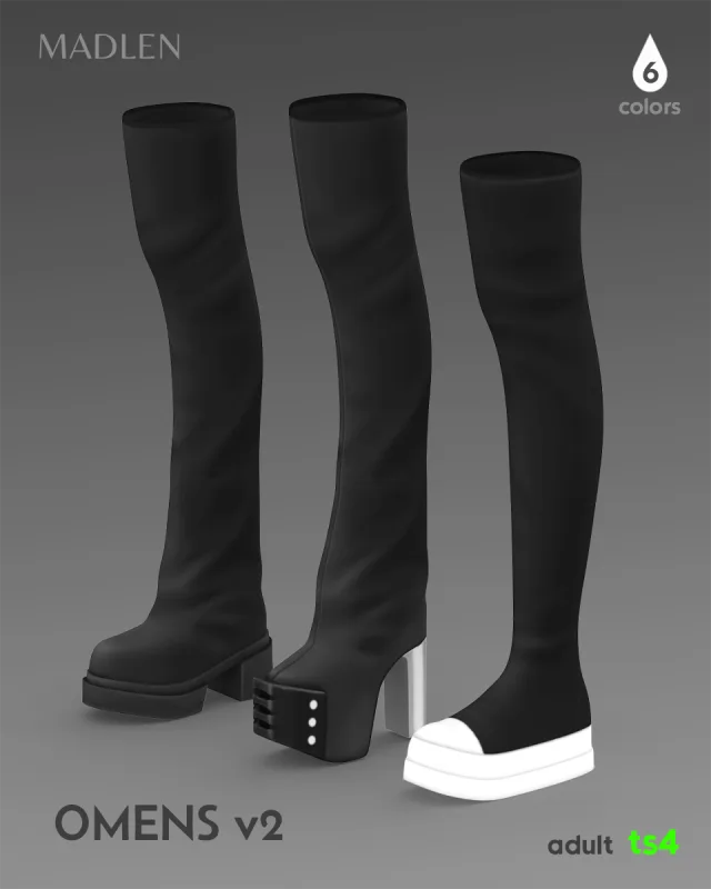 Vista previa de Omens v2 make it over the knee totally obsessed, zapatos de madlensims para Los Sims 4.