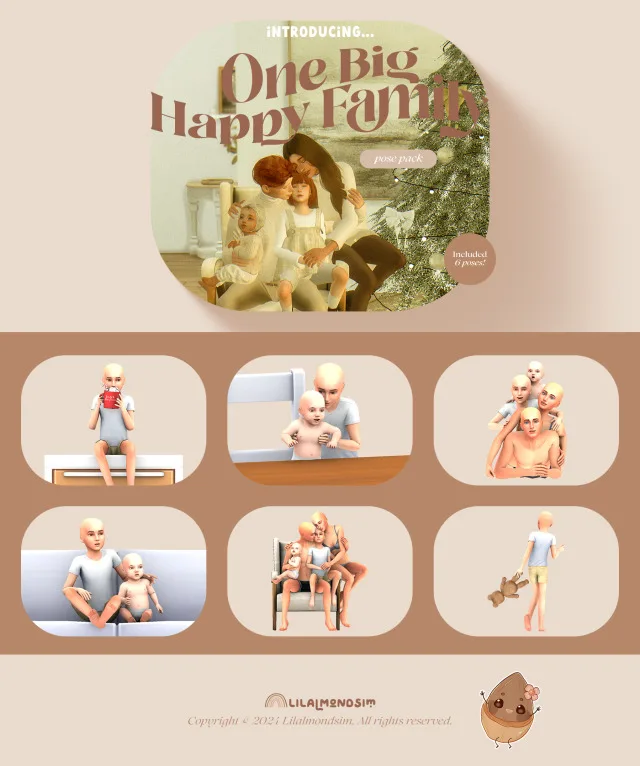 Vista previa de One Big Happy Family — 𝒑𝒐𝒔𝒆 𝒑𝒂𝒄𝒌 𝒘𝒊𝒕𝒉 𝒊𝒏𝒇𝒂𝒏𝒕𝒔!, poses de lilalmondsim para Los Sims 4.