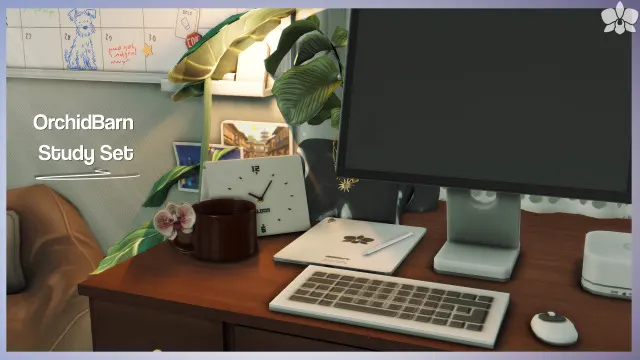 Vista previa de Orchidbarn study set early access about this, contenido personalizado de orchiona para Los Sims 4.