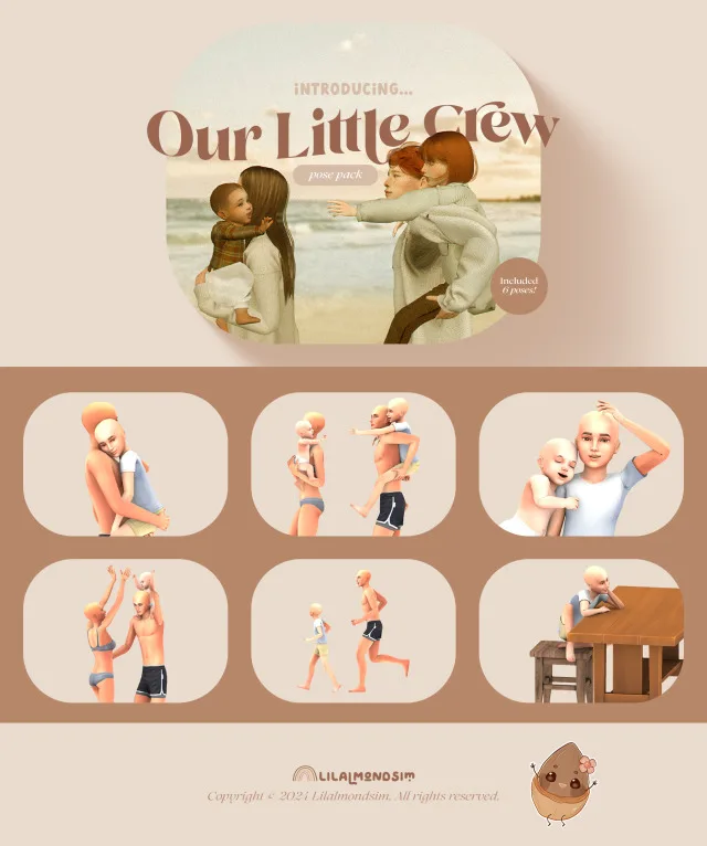 Vista previa de Our Little Crew — 𝒑𝒐𝒔𝒆 𝒑𝒂𝒄𝒌 𝒘𝒊𝒕𝒉 𝒊𝒏𝒇𝒂𝒏𝒕𝒔!, poses de lilalmondsim para Los Sims 4.