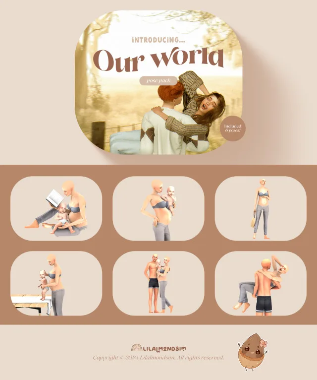 Vista previa de Our world — 𝒑𝒐𝒔𝒆 𝒑𝒂𝒄𝒌 𝒘𝒊𝒕𝒉 𝒊𝒏𝒇𝒂𝒏𝒕𝒔!, poses de lilalmondsim para Los Sims 4.
