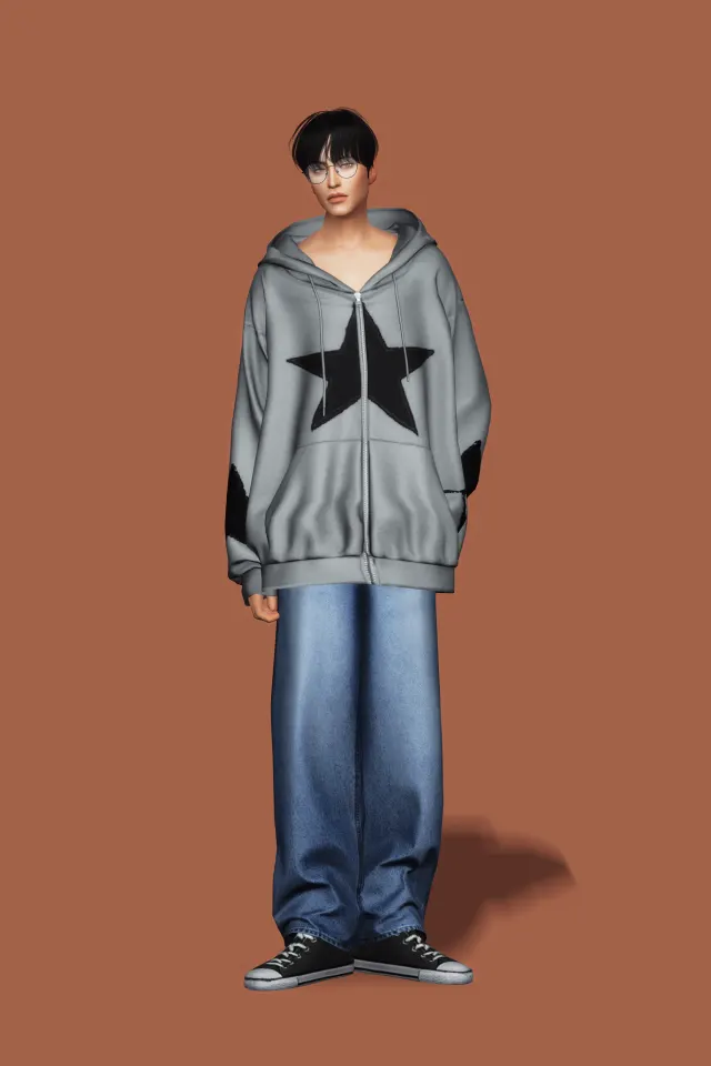 Vista previa de Oversized Hoodie AM, crear un sim de gorillax3-cc para Los Sims 4.