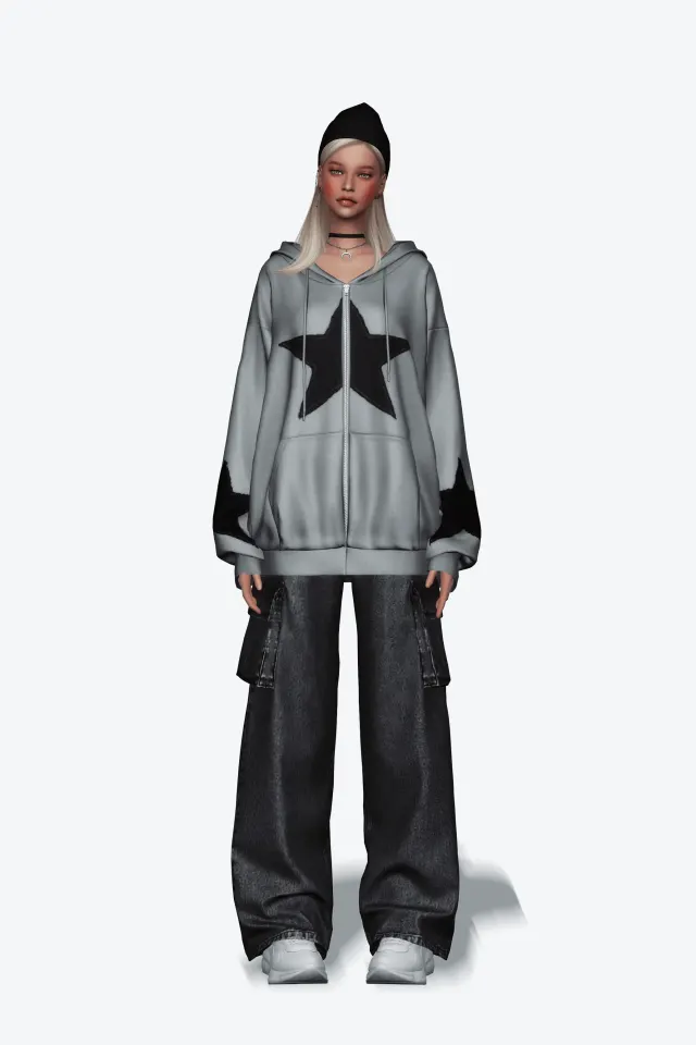 Vista previa de Oversized Hoodie, crear un sim de gorillax3-cc para Los Sims 4.