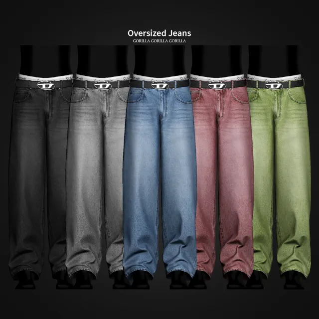 Vista previa de Oversized Jeans, ropa de gorillax3-cc para Los Sims 4.