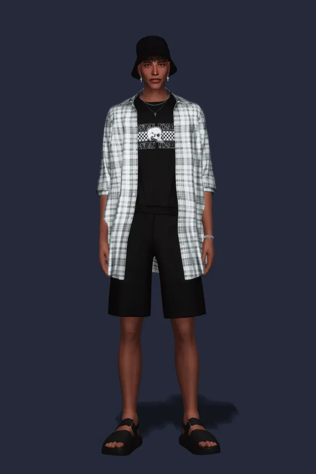 Vista previa de Oversized Shirt w T-Shirt, ropa de gorillax3-cc para Los Sims 4.